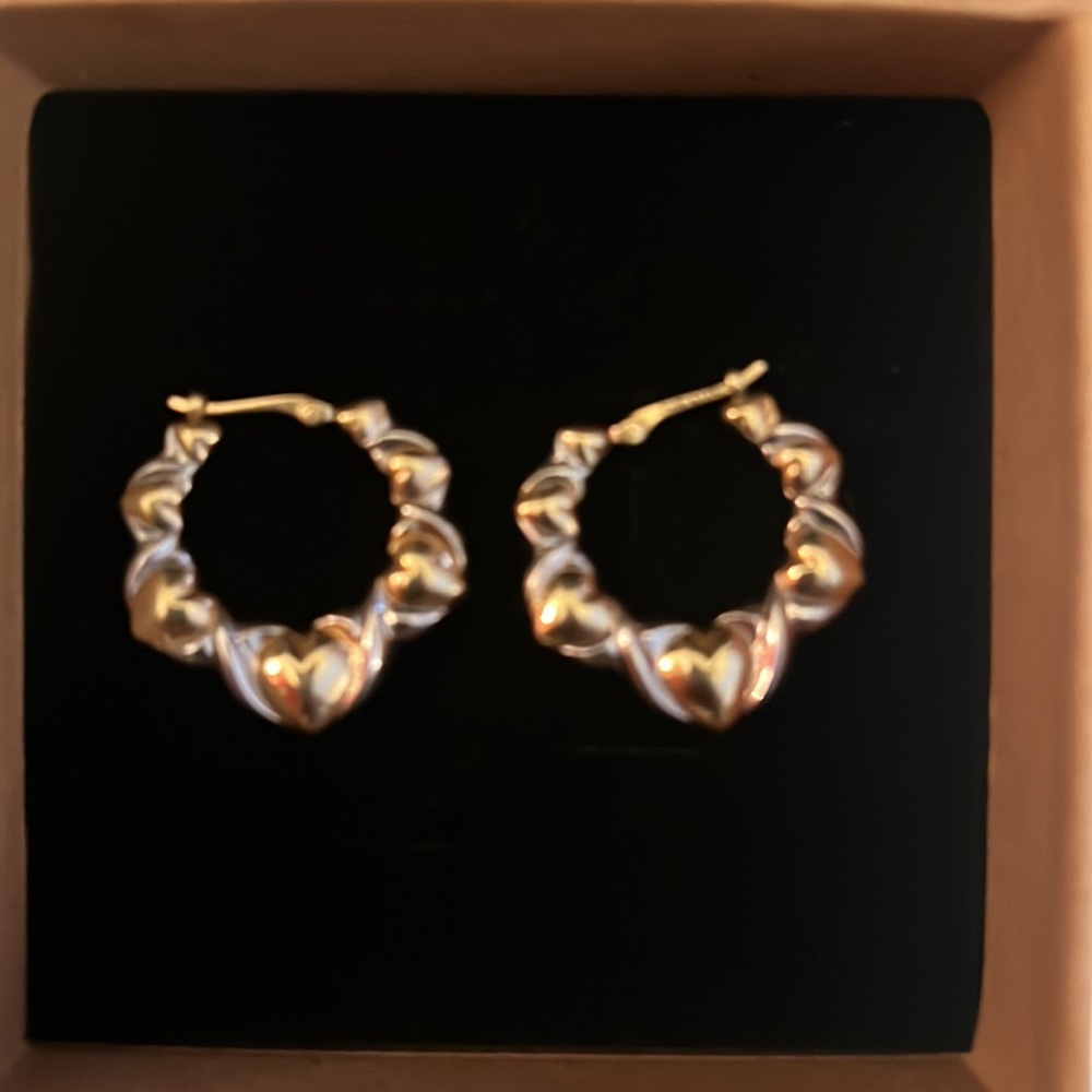 NEW 14K XOXO Hoop Earrings Yellow & White Gold Minimal Hoops